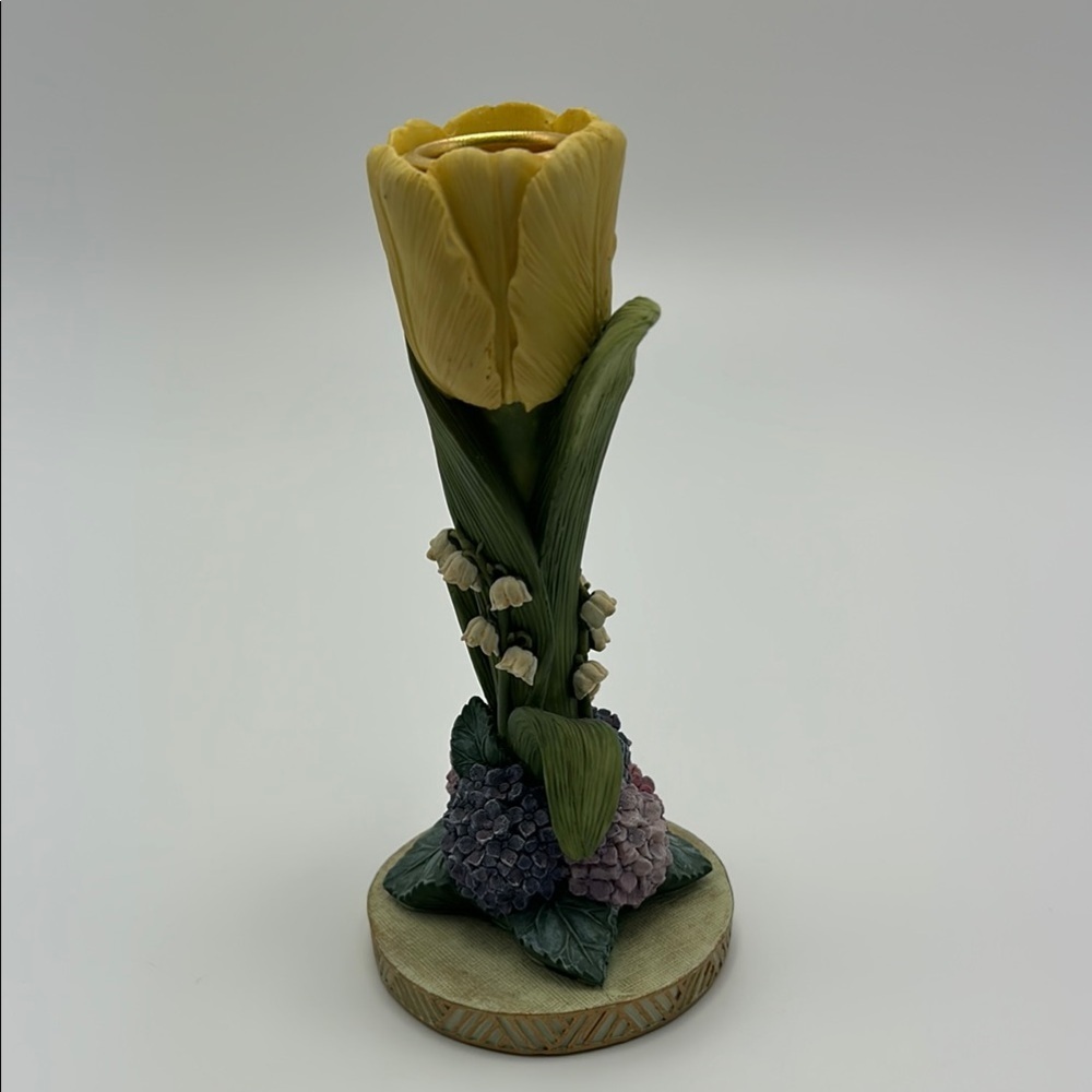 Vintage Handpainted Petals 'N More Pedestal Candle Holder By Artisan Flair Rare - Picture 7 of 9